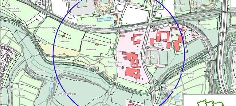 Der Evakuierungsradius während der Entschärfung.