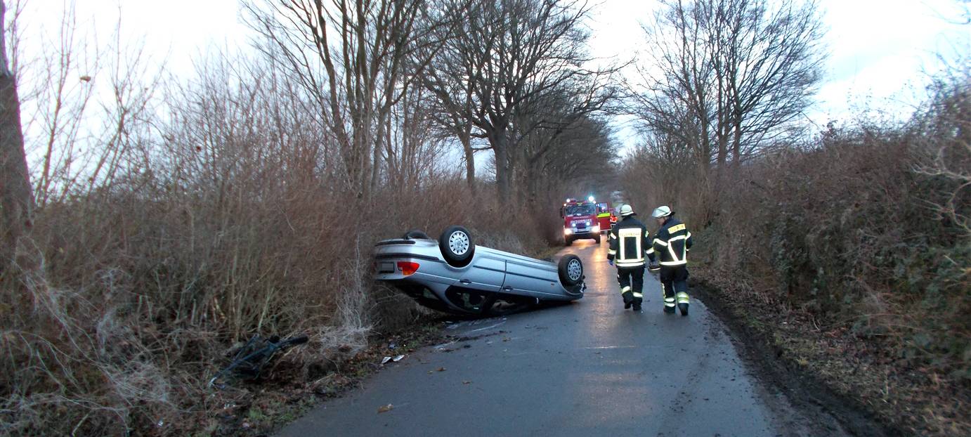 Fasan ausgewichen - Auto überschlägt sich