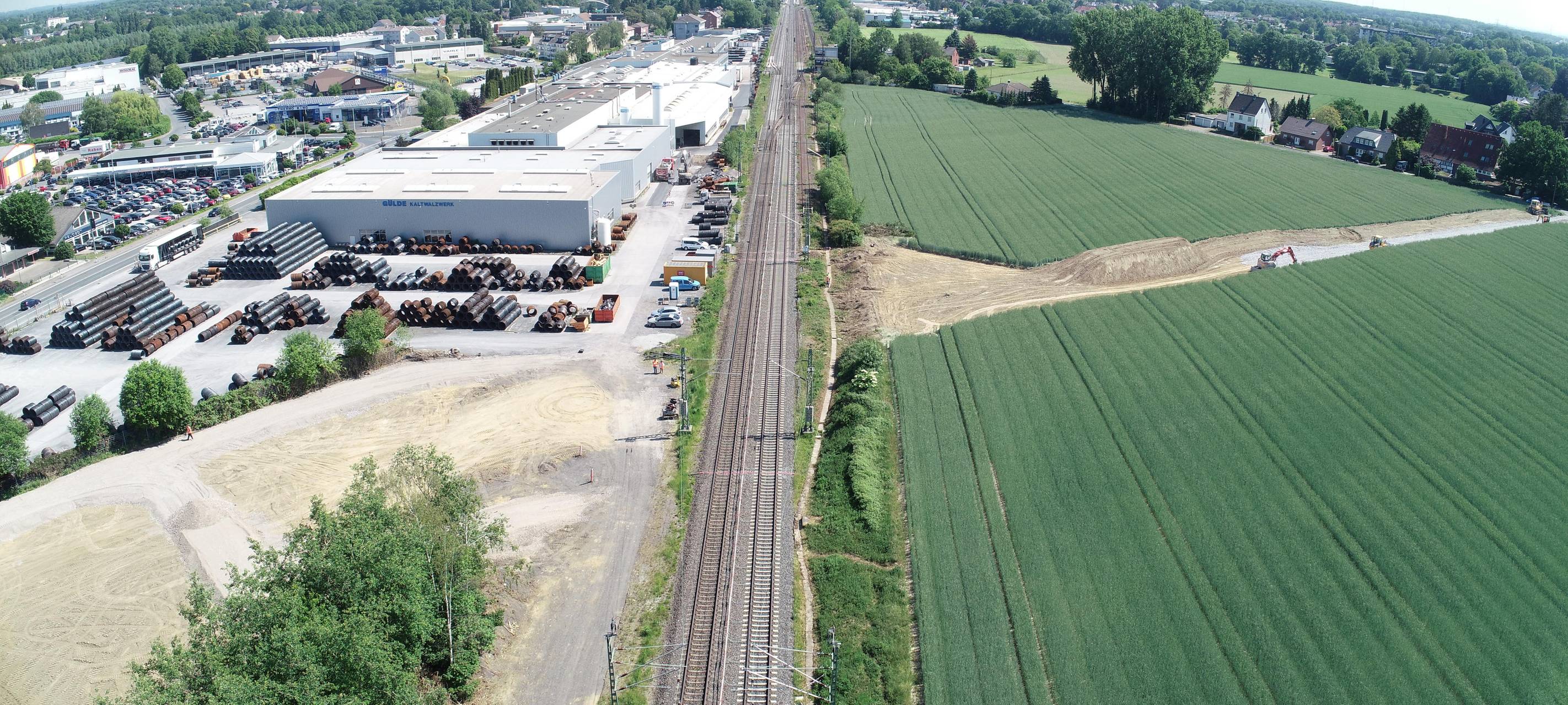 Luftbildaufnahme der Strecke zwischen Dortmund und Hamm (Aufnahme von Ende Mai 2020)