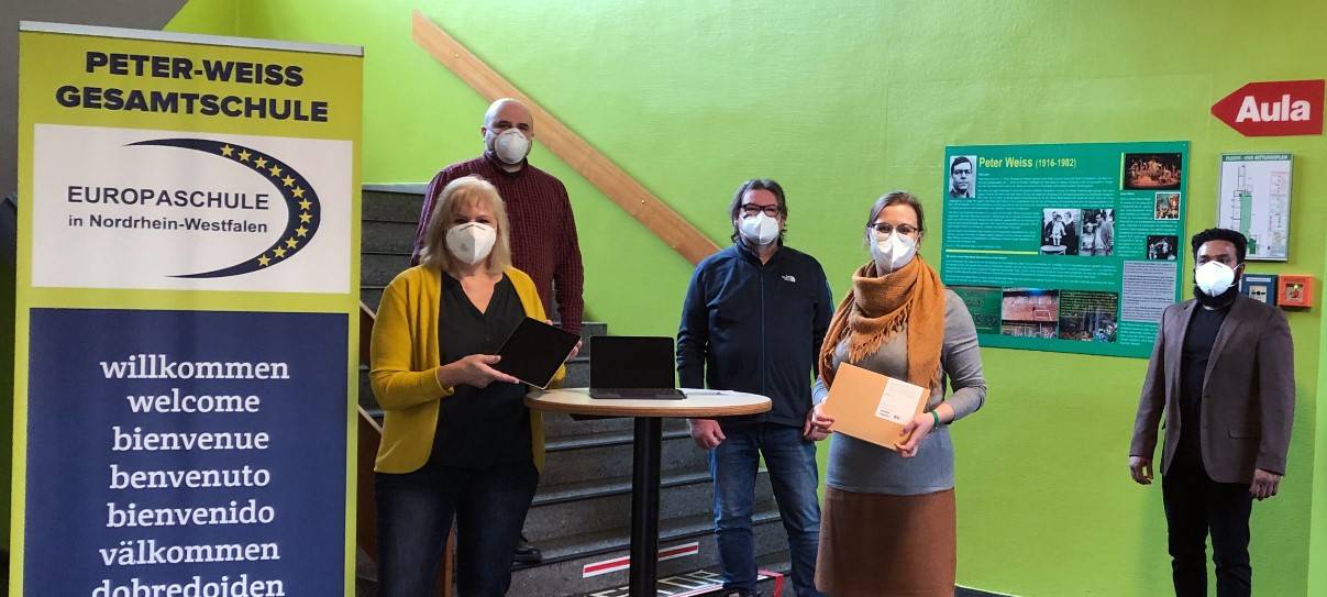 Yahya Bolat - mobiles lernen Gabriele Sowka - Schulleiterin PWG Thomas Schmidt - Stadt Unna, Bereich Schulen Kerstin Heidler - Beigeordnete Stadt Unna Jajeethan Sothilingam - PWG