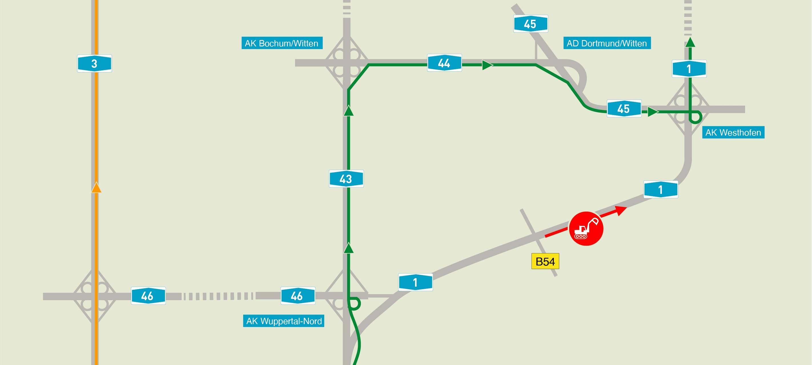 Teilsperrung von A1 bei Hagen