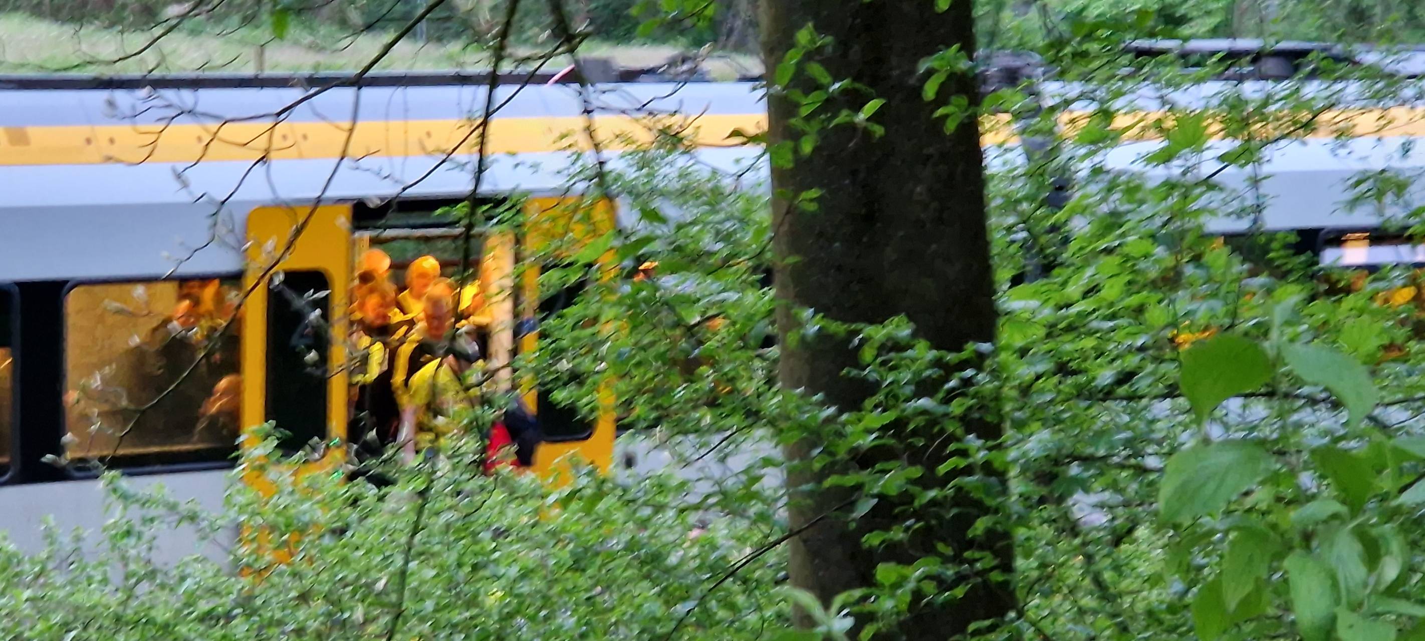 Fußballfans verlassen den Zug - der wurde später ohnehin evakuiert.