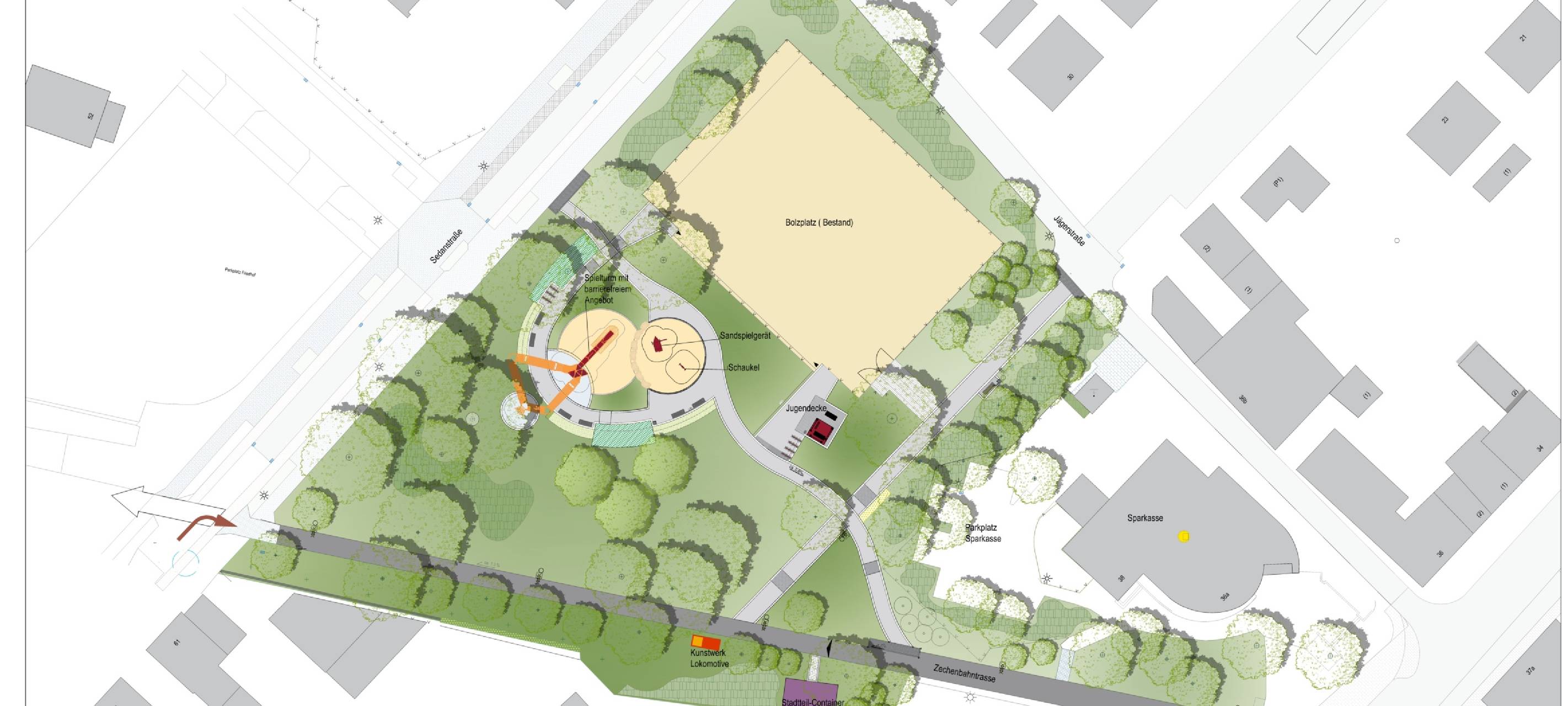 Übersichtskarte zum Ziethenpark Lünen-Süd.