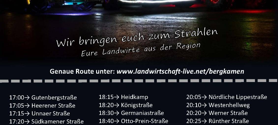 Trecker-Lichtertour im Kreis Unna