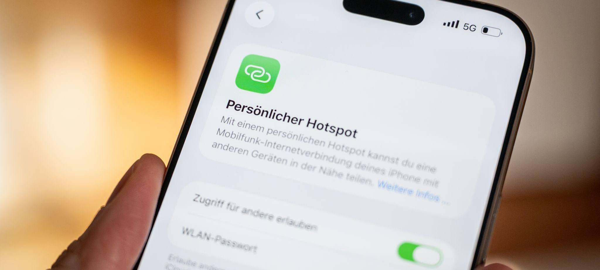 Tethering mit persönlichem Hotspot auf einem iPhone