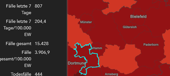 Kreis Unna: Inzidenz bei 198