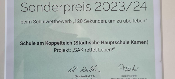 Hauptschule aus Kamen holt Brandschutz-Preis