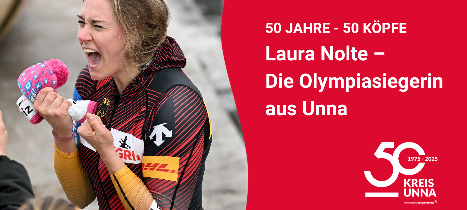 Unnas Bobpilotin Laura Nolte in bester Weltmeisterinnenstimmung.