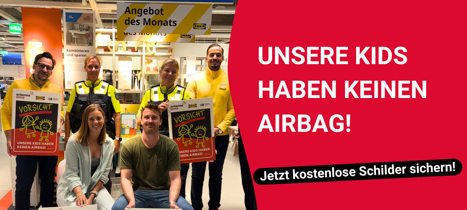 Aktion zum Schulstart im Kreis Unna: Vorsicht unsere Kids haben keinen Airbag.