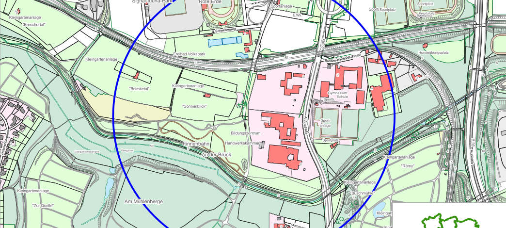 Der Evakuierungsradius während der Entschärfung.