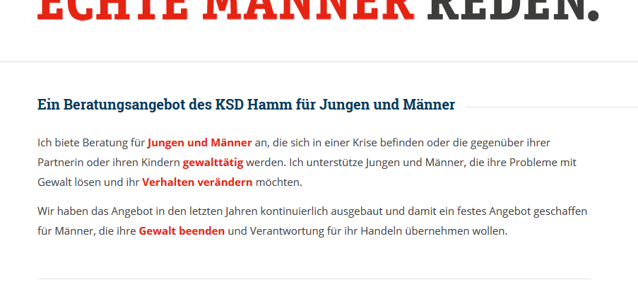 Echte Männer reden - Beratung für gewalttätige Männer